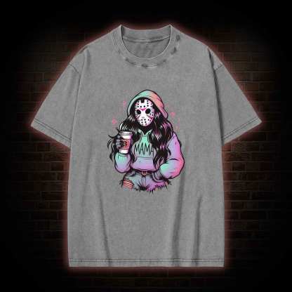 Halloween Horror Mama Washed T-shirt