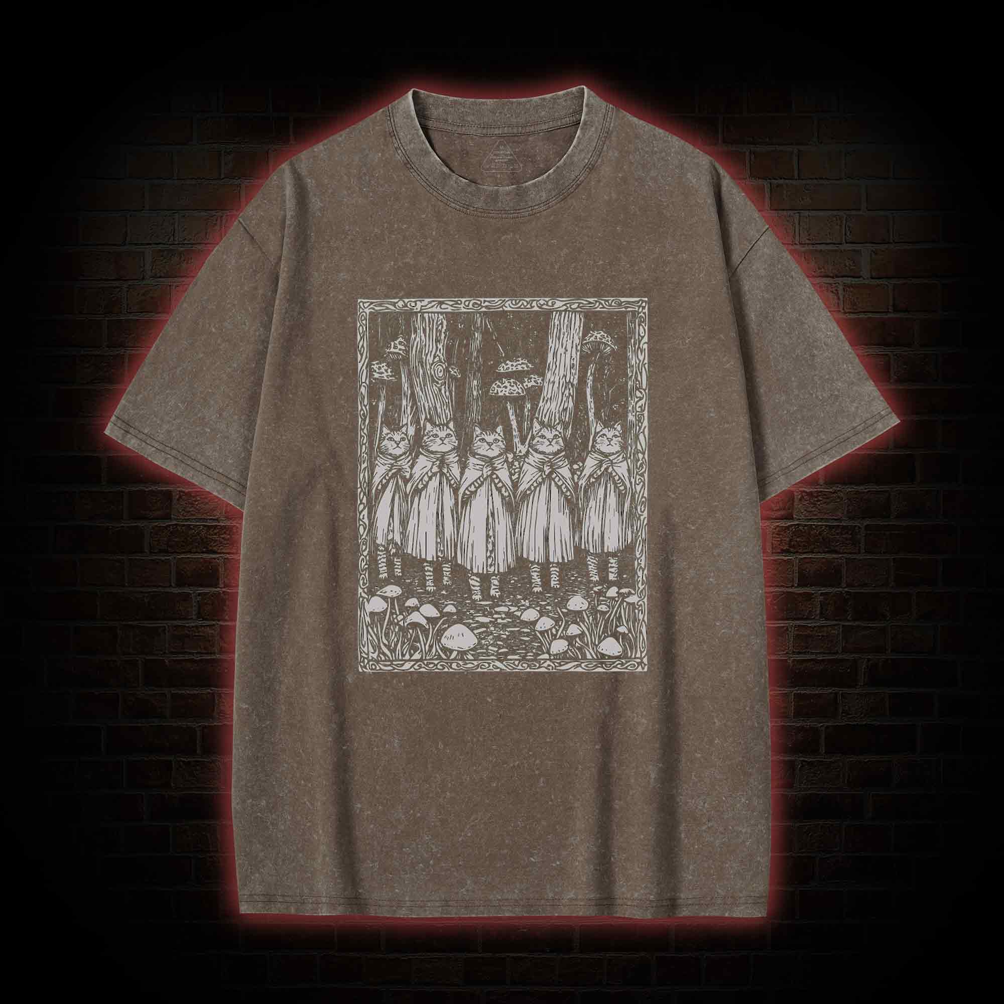 Coven of the Forest Cats Washed T-shirt