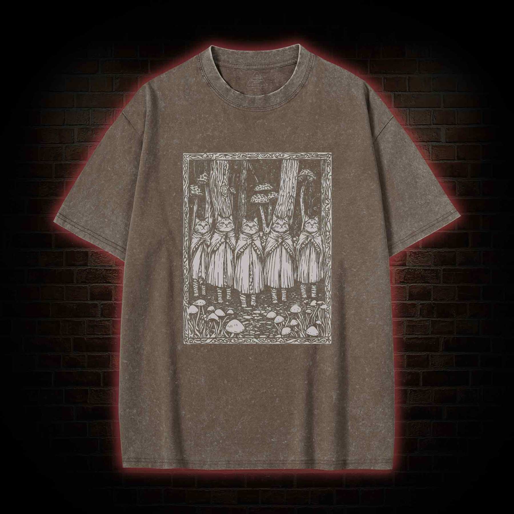 Coven of the Forest Cats Washed T-shirt