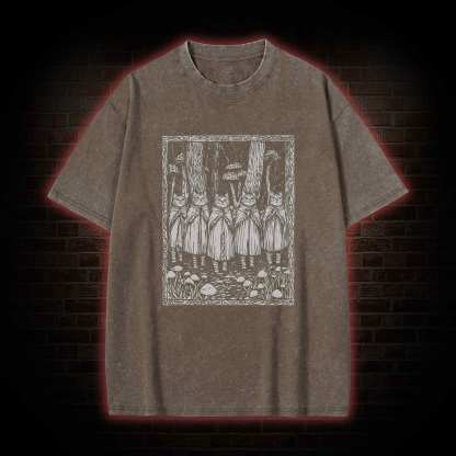 Coven of the Forest Cats Washed T-shirt