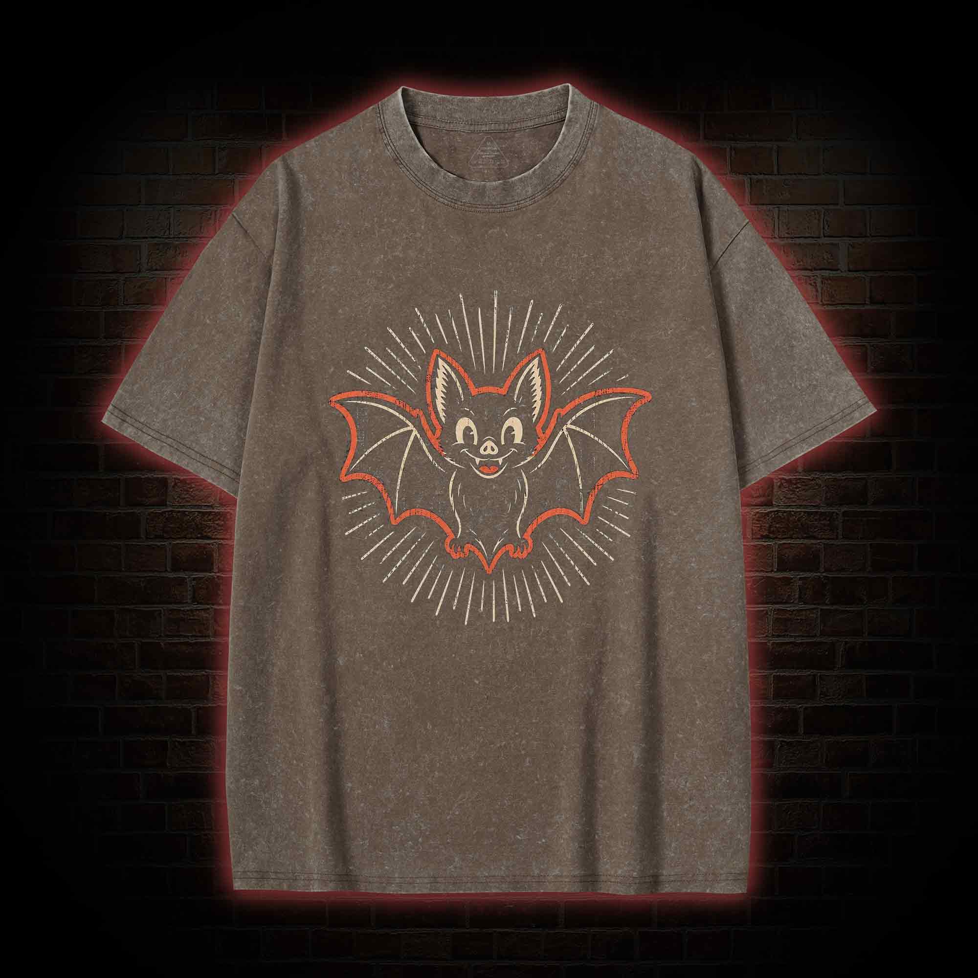 Vintage Cartoon Spooky Bat Washed T-shirt