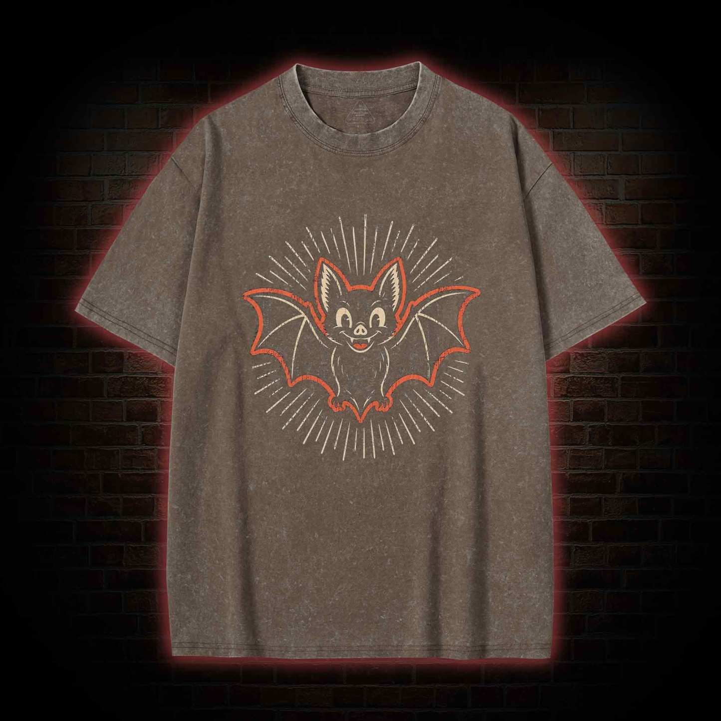 Vintage Cartoon Spooky Bat Washed T-shirt