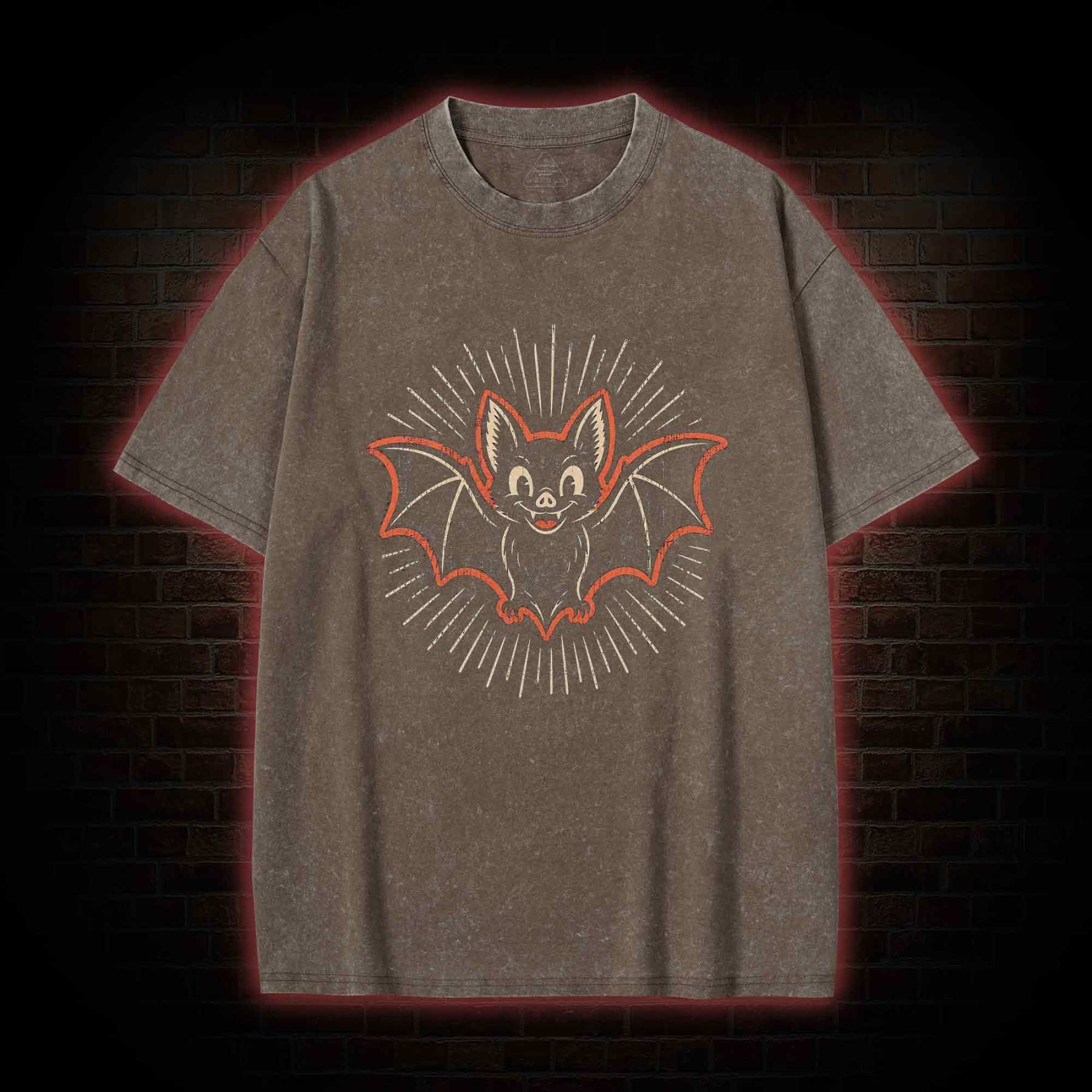 Vintage Cartoon Spooky Bat Washed T-shirt