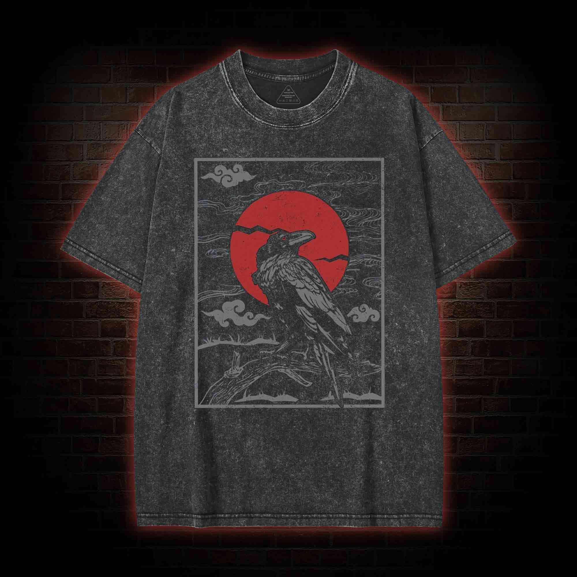Raven Red Moon Tarot Washed T-shirt