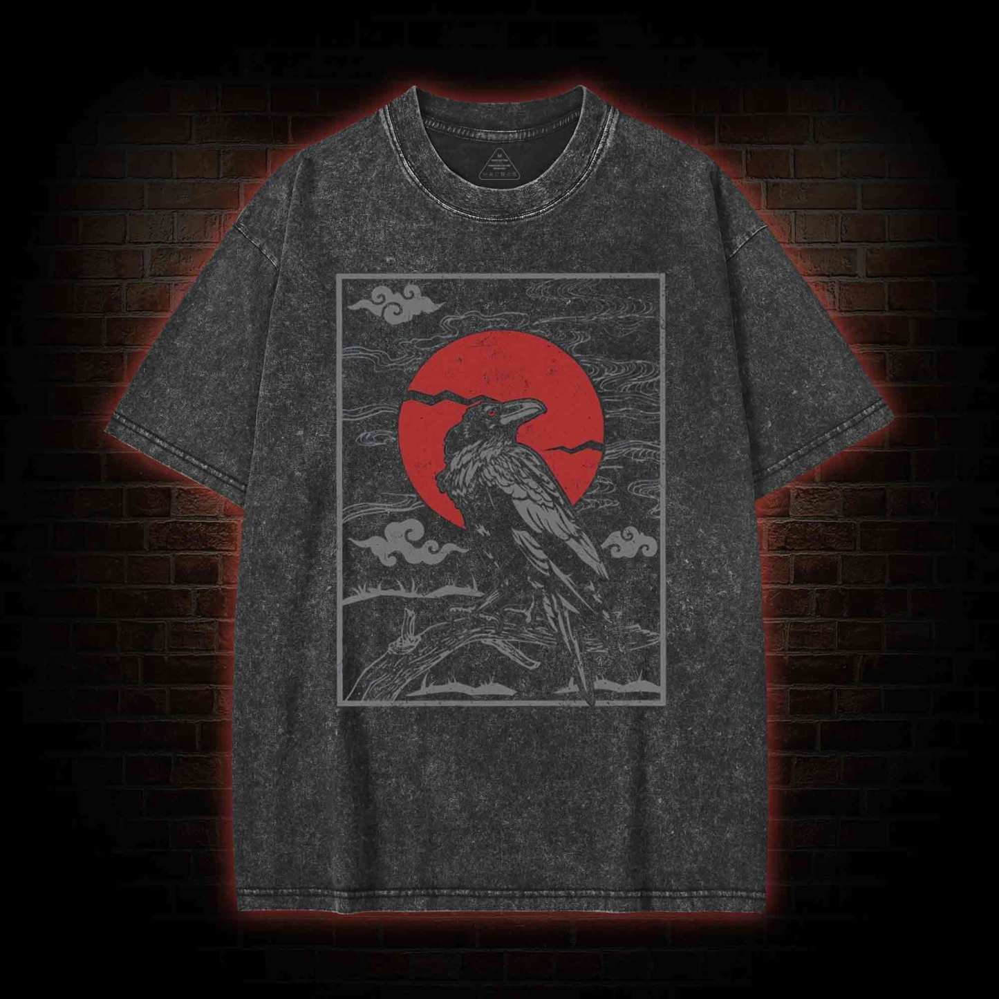 Raven Red Moon Tarot Washed T-shirt