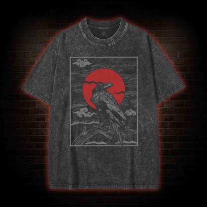 Raven Red Moon Tarot Washed T-shirt