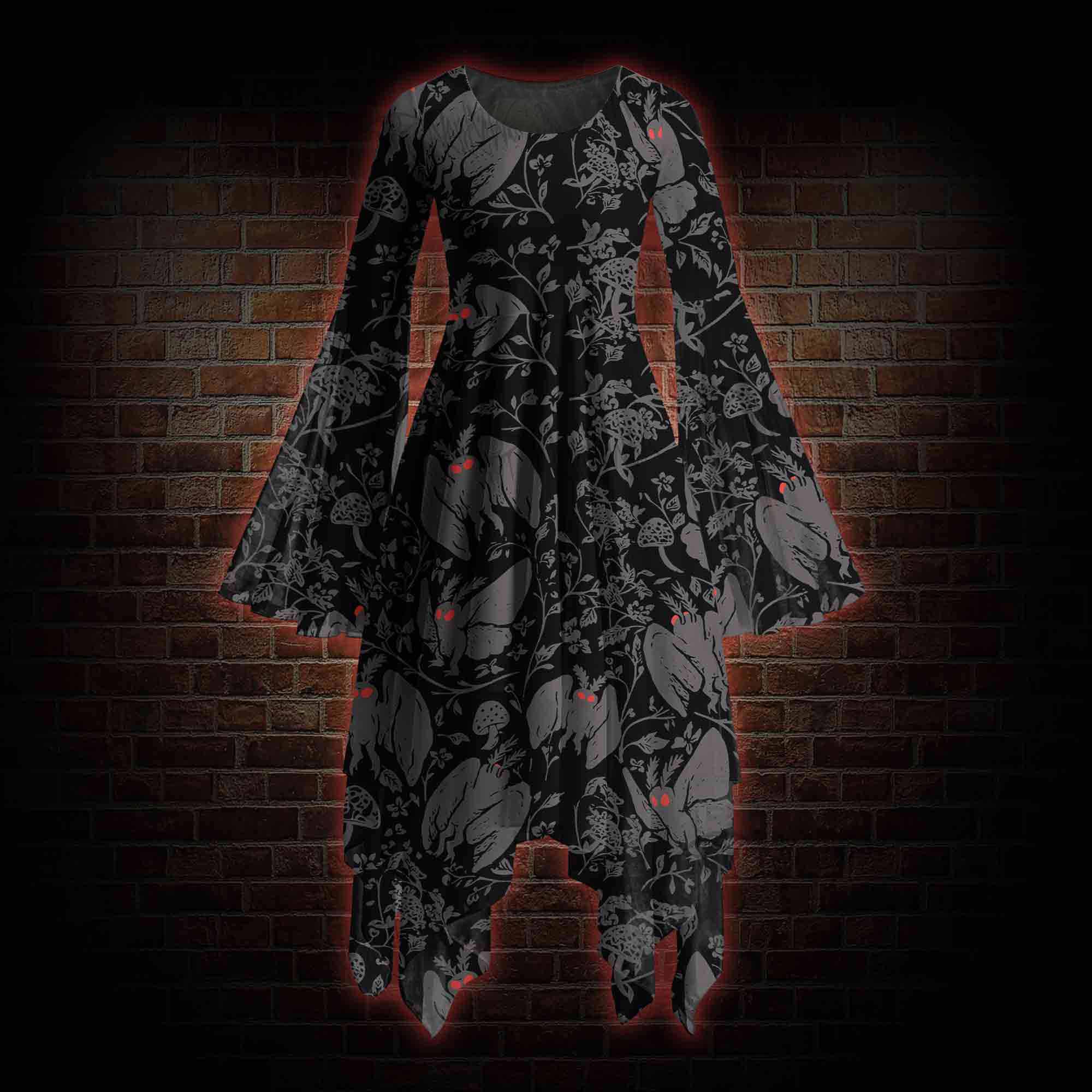 Mothman Bell-sleeve Handkerchief-hem Dress