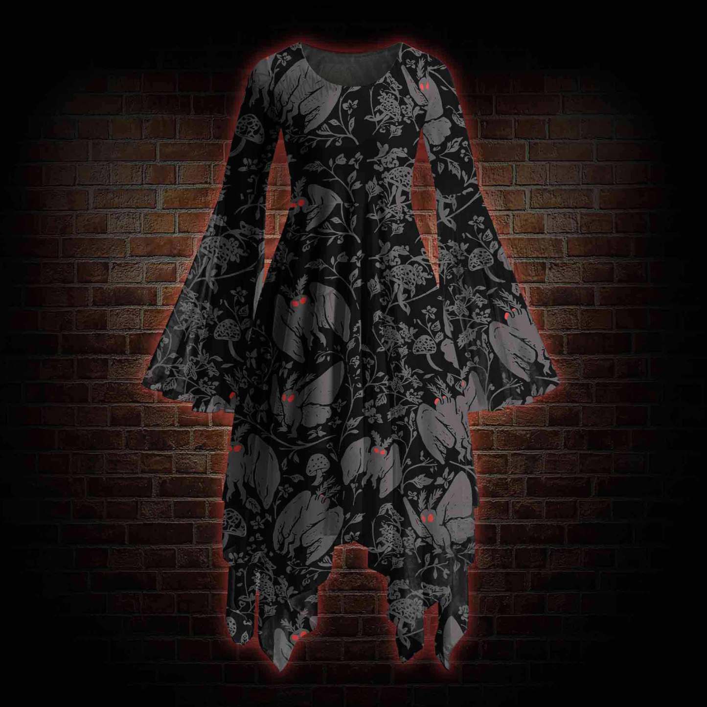 Mothman Bell-sleeve Handkerchief-hem Dress