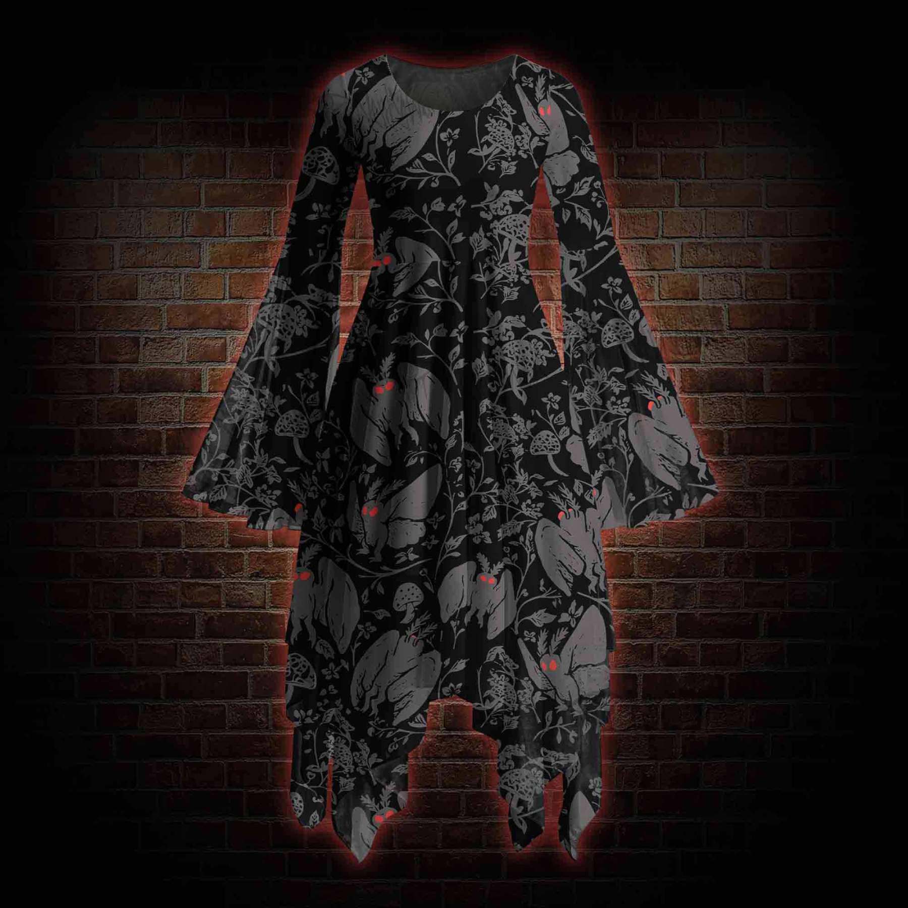 Mothman Bell-sleeve Handkerchief-hem Dress