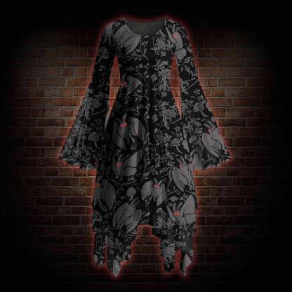 Mothman Bell-sleeve Handkerchief-hem Dress
