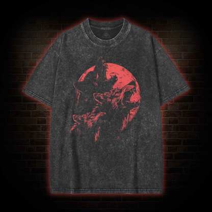 Horror Wolf  Washed T-shirt