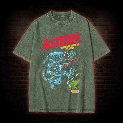 Aliens Entertainment System Washed T-shirt
