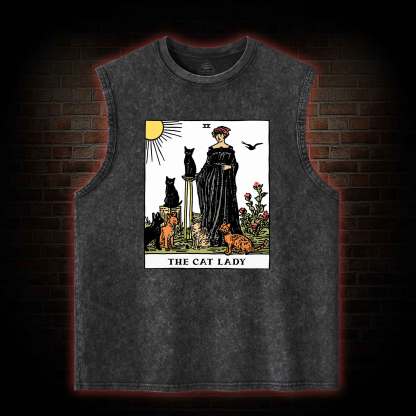 The Cat Lady Washed Tank Top