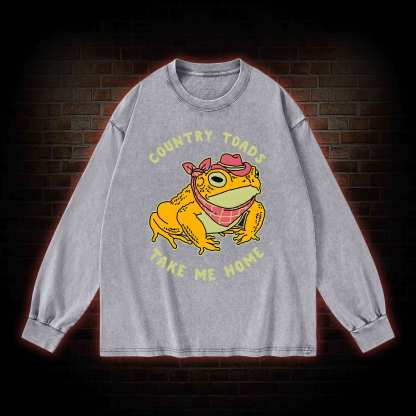 Country Toads Take Me Home Washed Long-Sleeve T-shirt