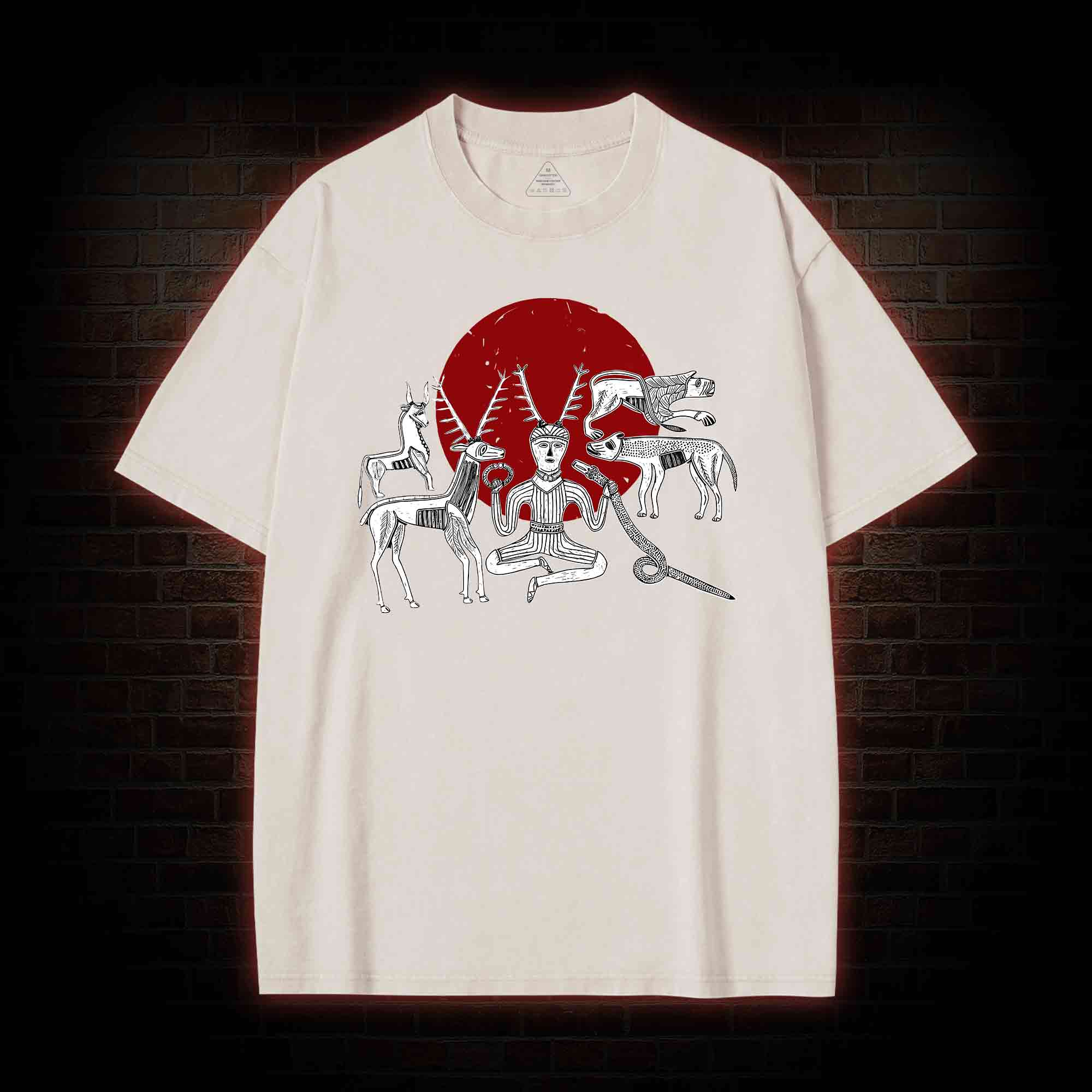 Cernunnos Horned God Halo Washed T-shirt