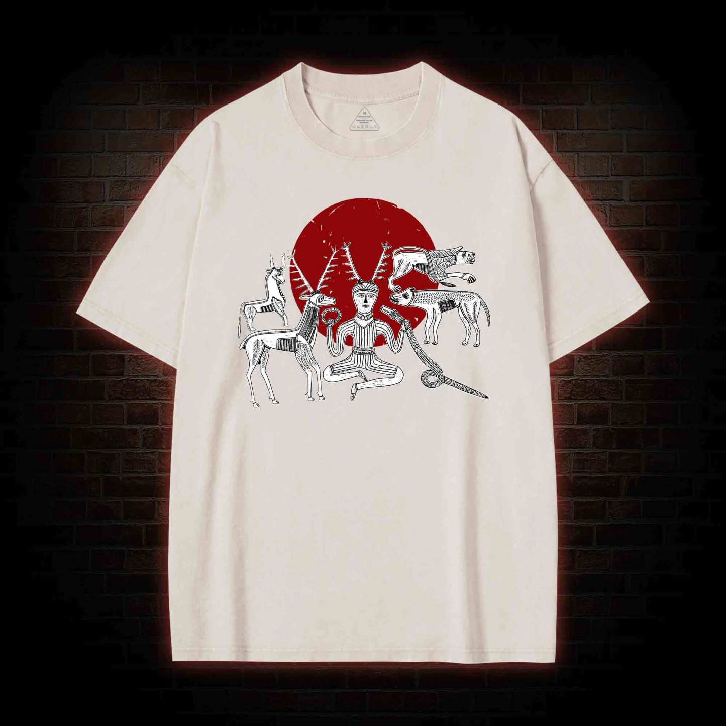 Cernunnos Horned God Halo Washed T-shirt