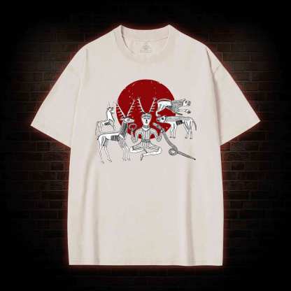 Cernunnos Horned God Halo Washed T-shirt