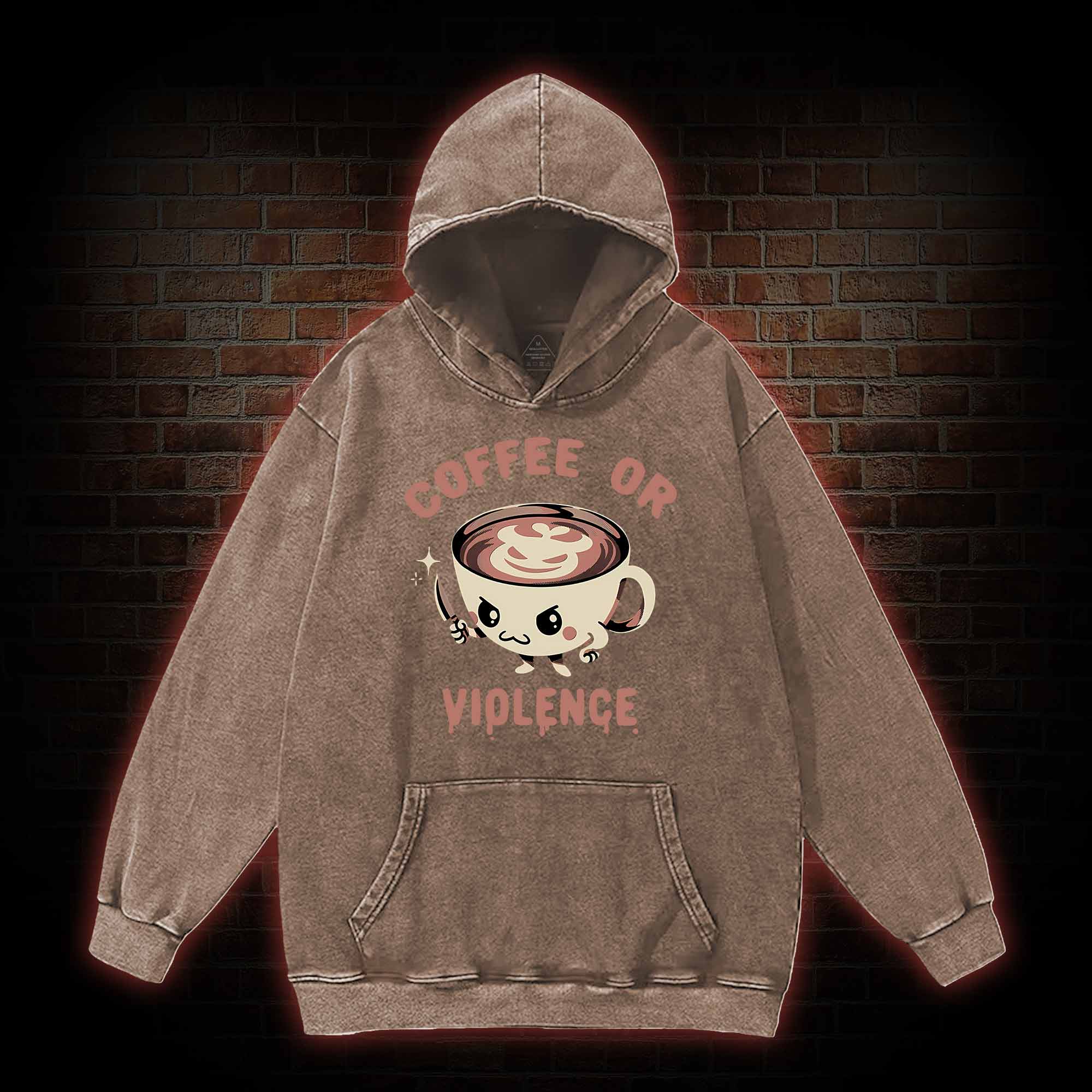 Coffee Or Violence Washed Hoodie