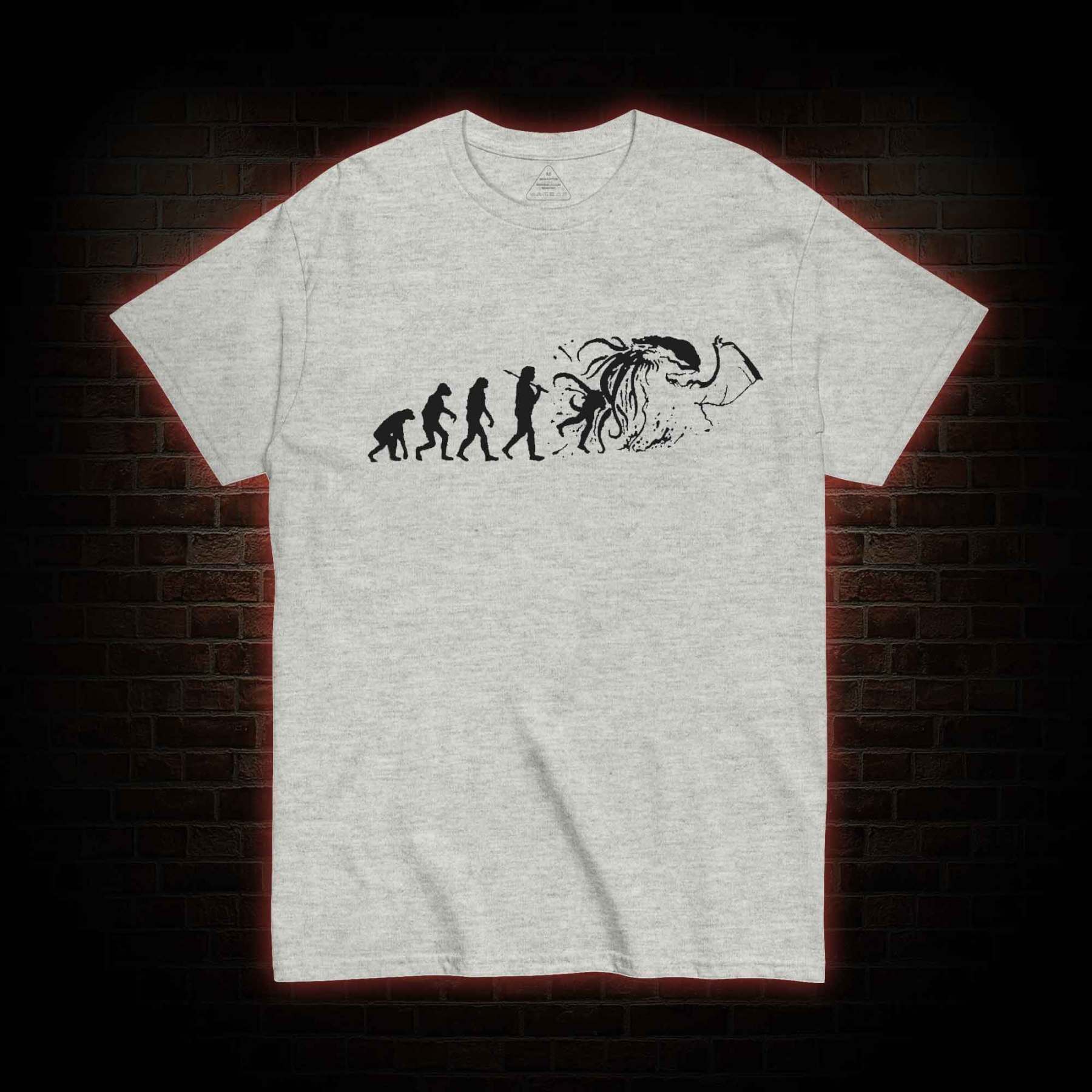 Mens Evolution of Cthulhu Funny Parody T-shirt