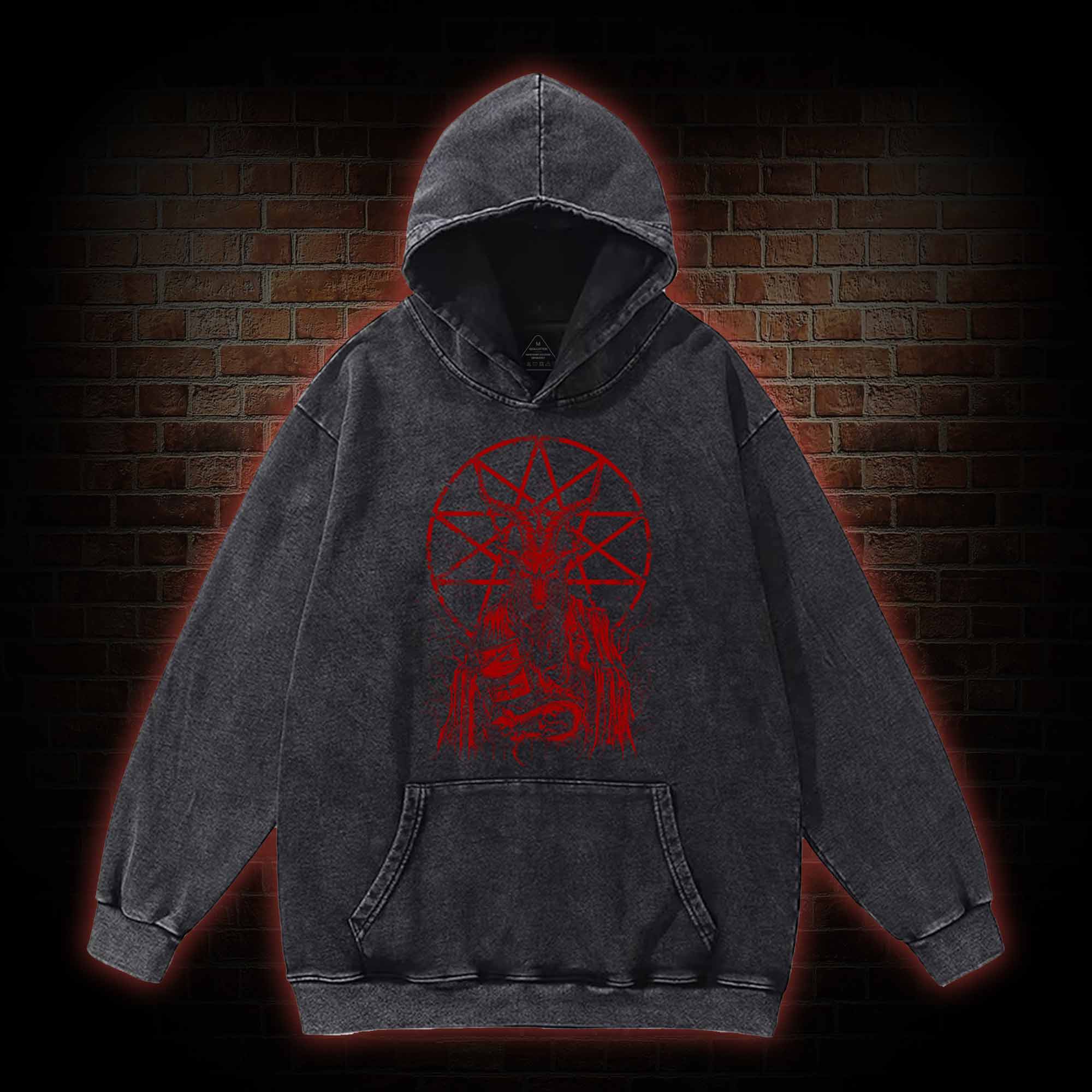 Dark Devil Baphomet Washed Hoodie