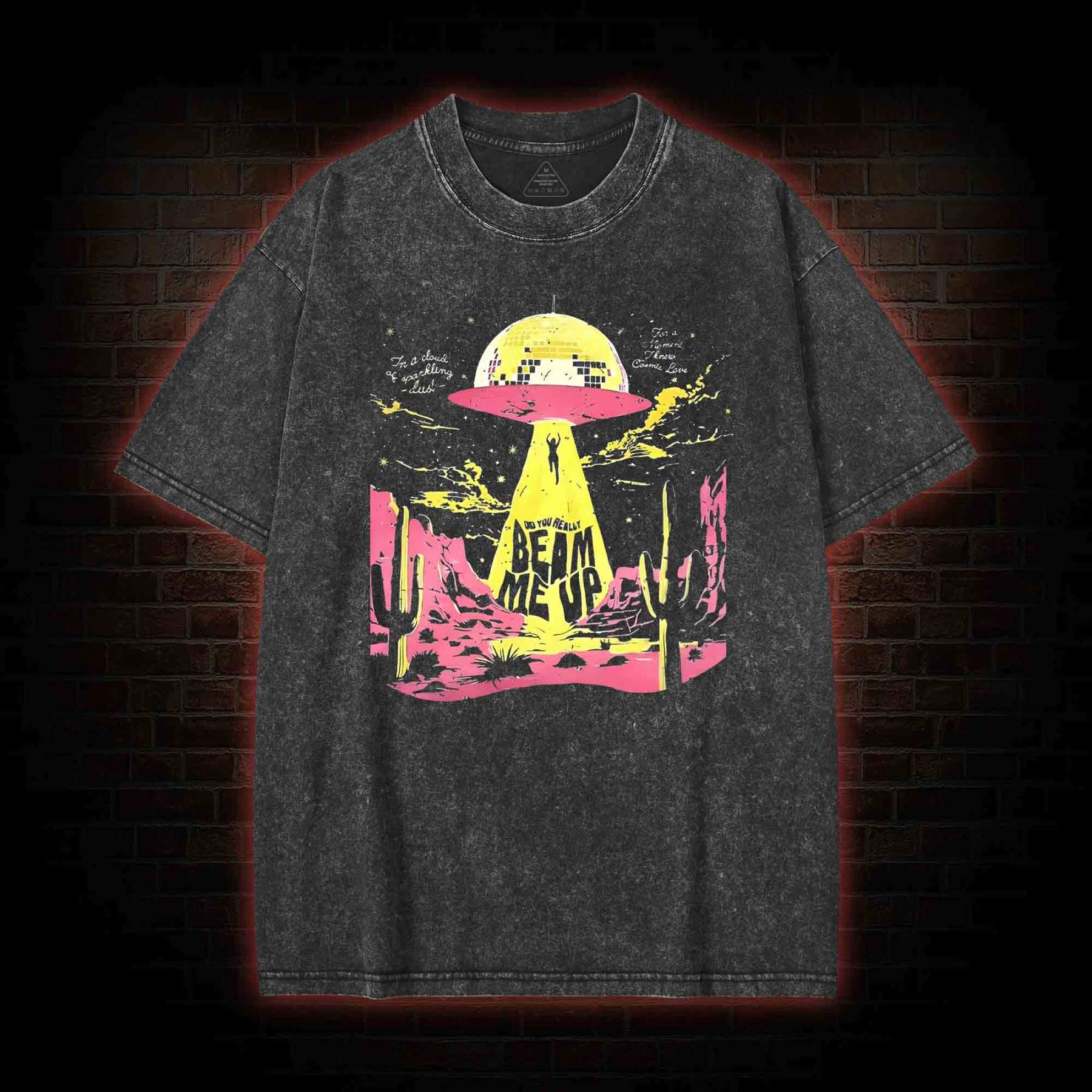 Beam Me Up Washed T-shirt with Dark Style