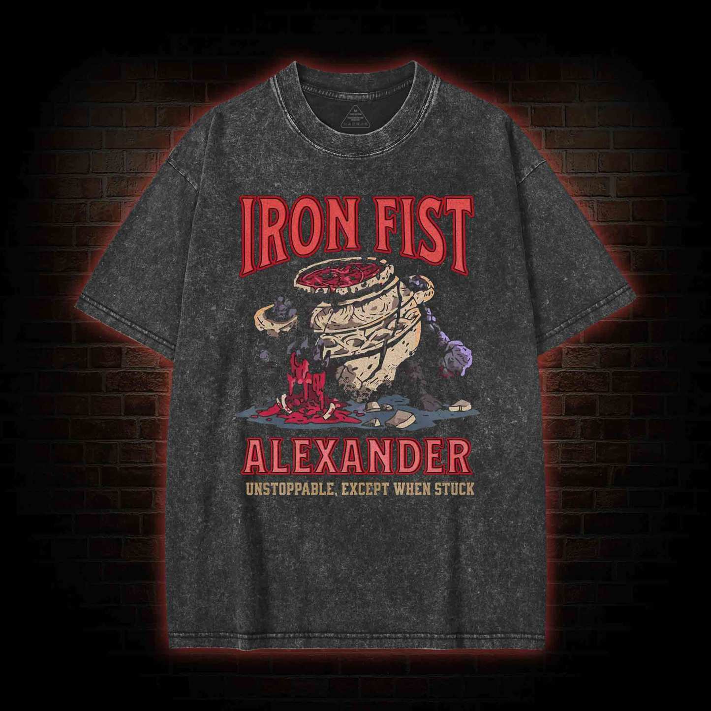 Unstoppable Except When Stuck Washed T-shirt with Dark Style