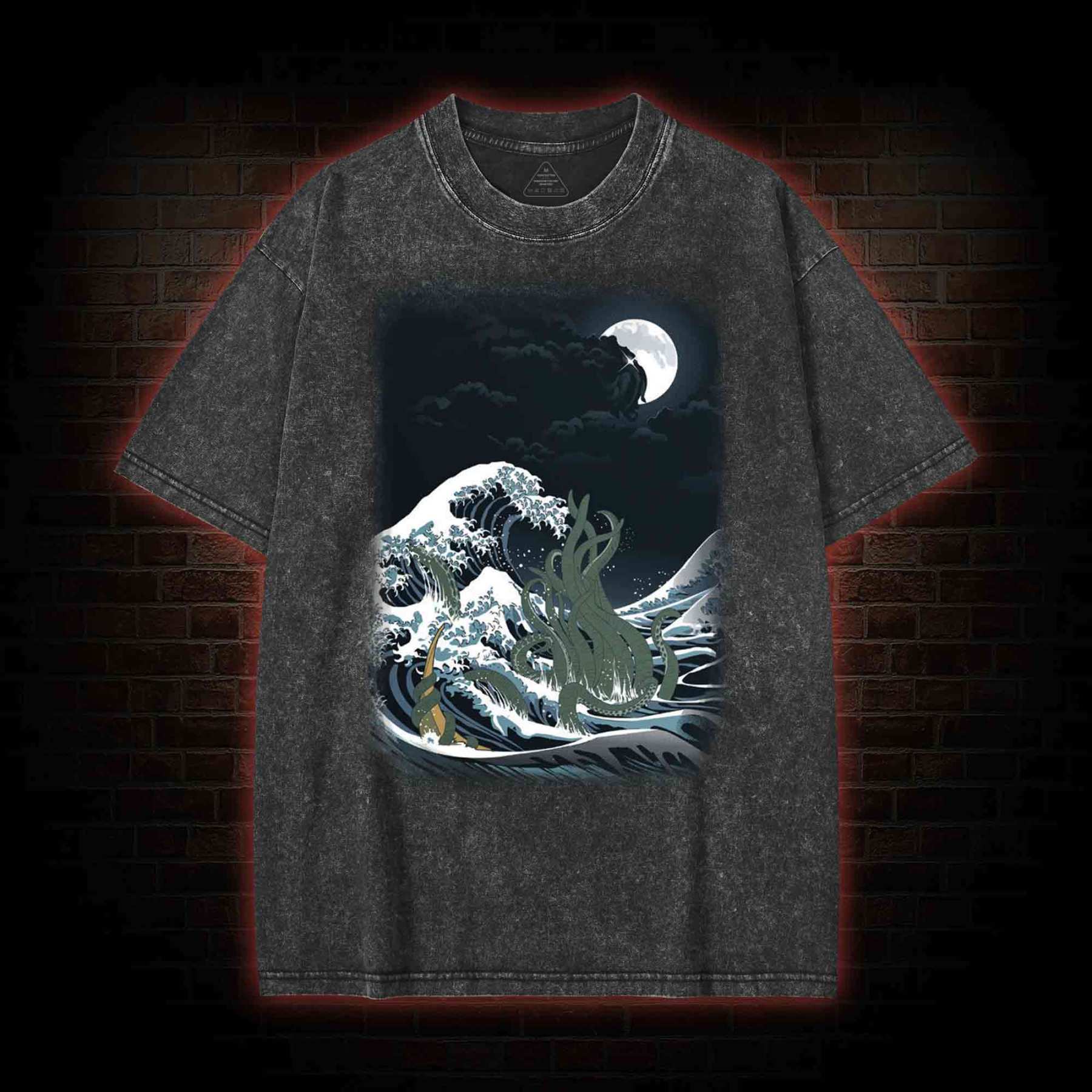 The Wave of R'lyeh Washed T-shirt with Dark Style
