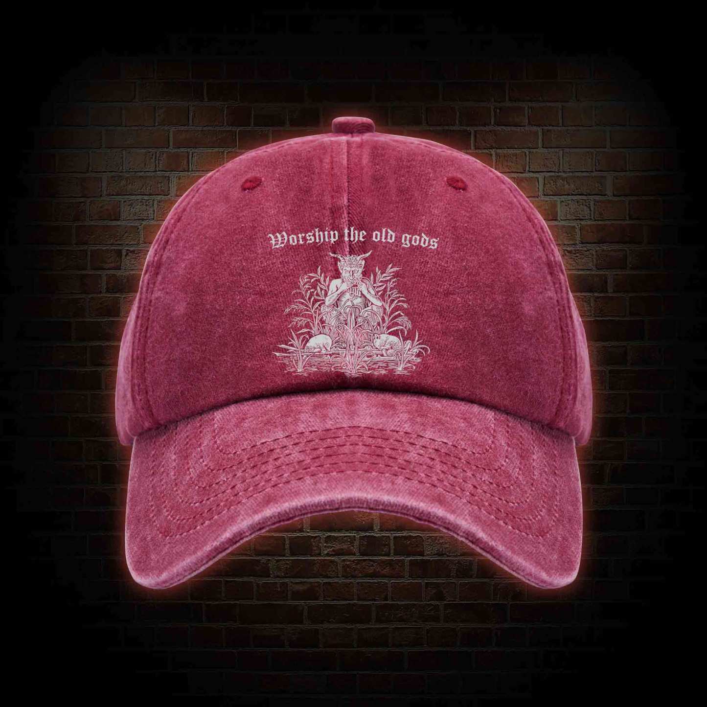 Worship The Old Gods Washed Vintage Baseball Cap