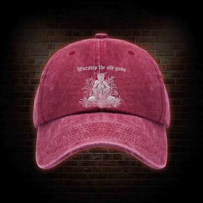 Worship The Old Gods Washed Vintage Baseball Cap