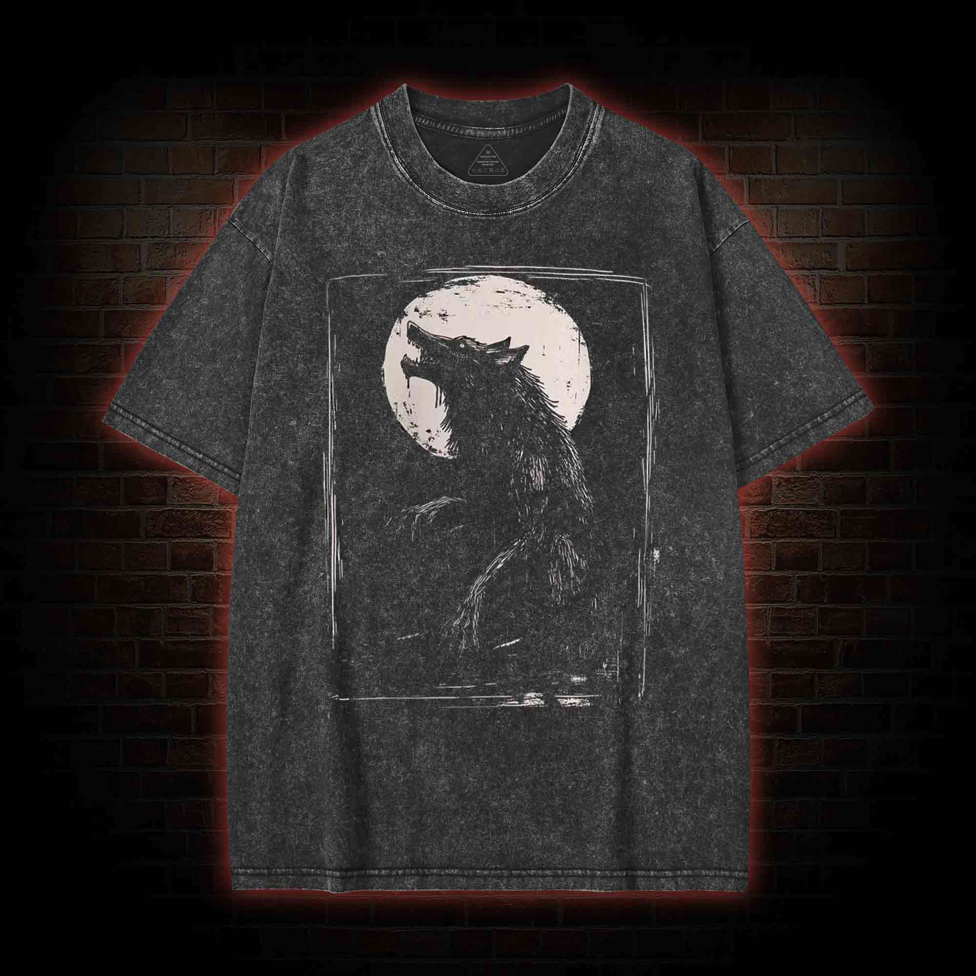 Horror Werewolf Washed T-shirt