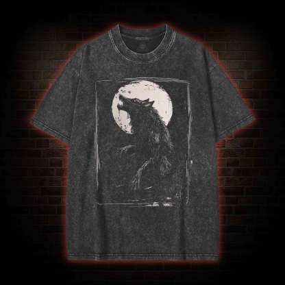 Horror Werewolf Washed T-shirt