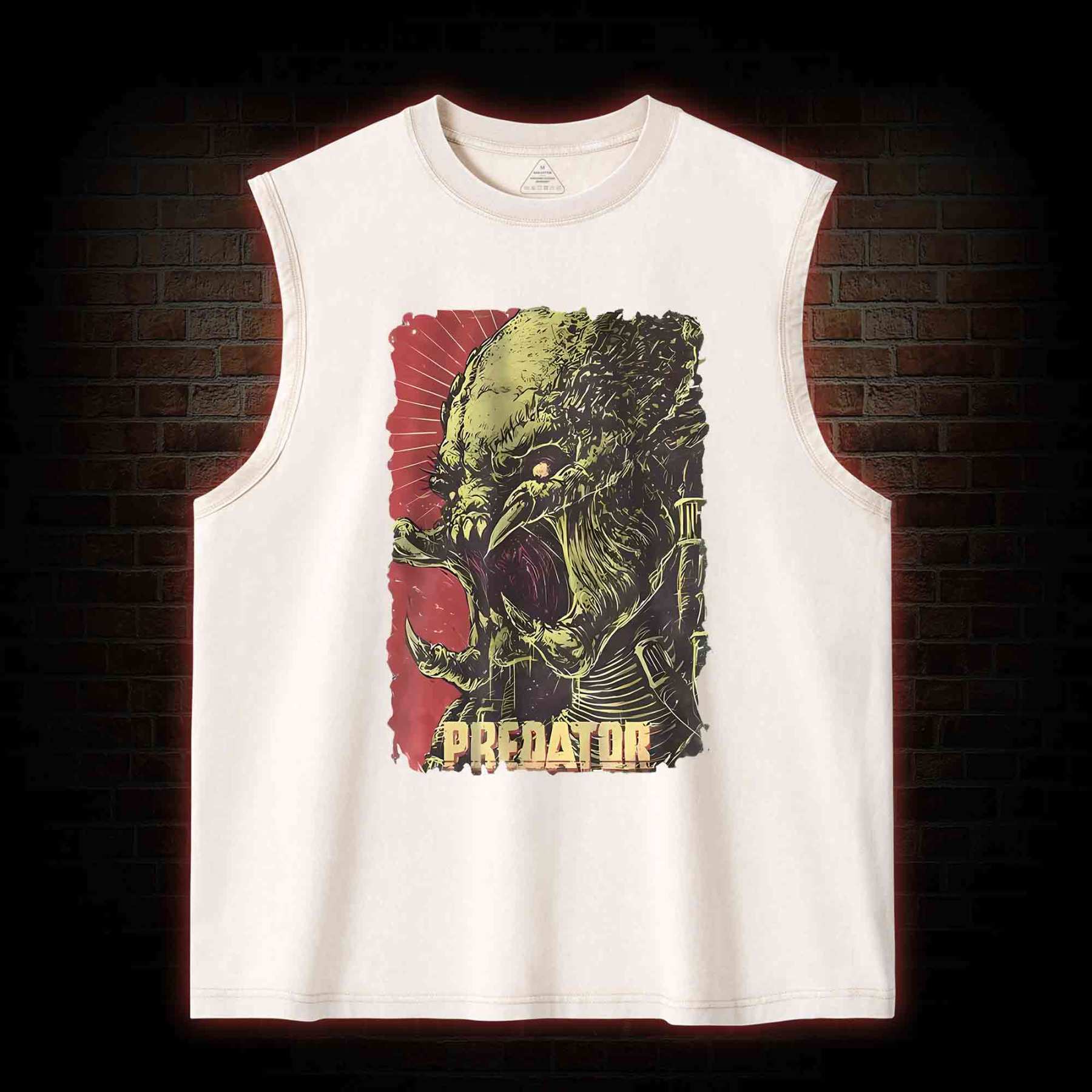 Alien Vs Alien Hunter Vintage Movie Washed Tank Top