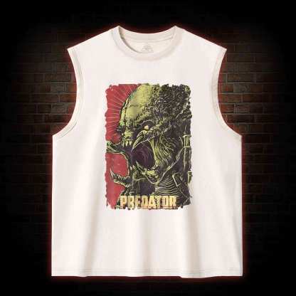 Alien Vs Alien Hunter Vintage Movie Washed Tank Top