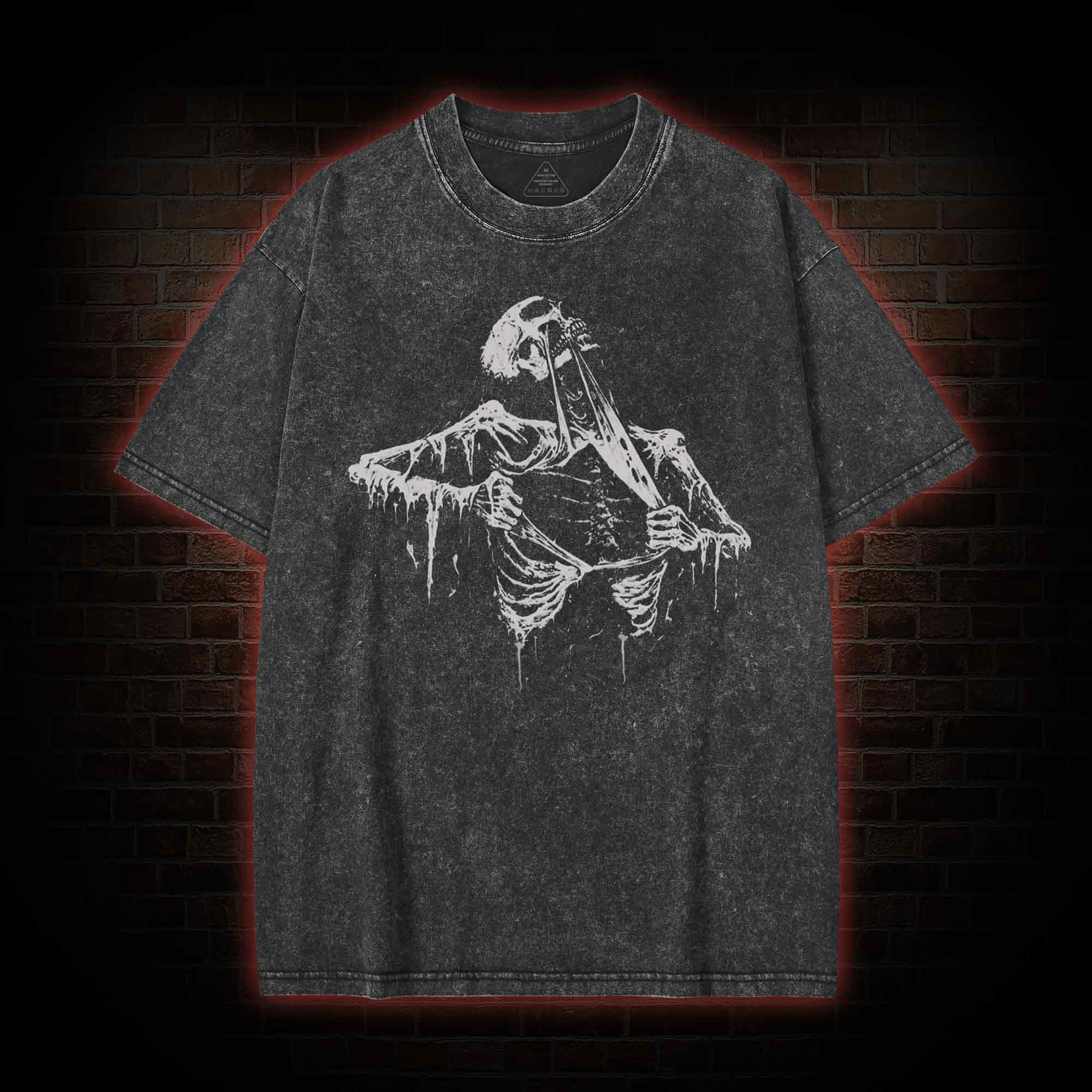 Skeleton Ripping Rib Cage Washed T-shirt