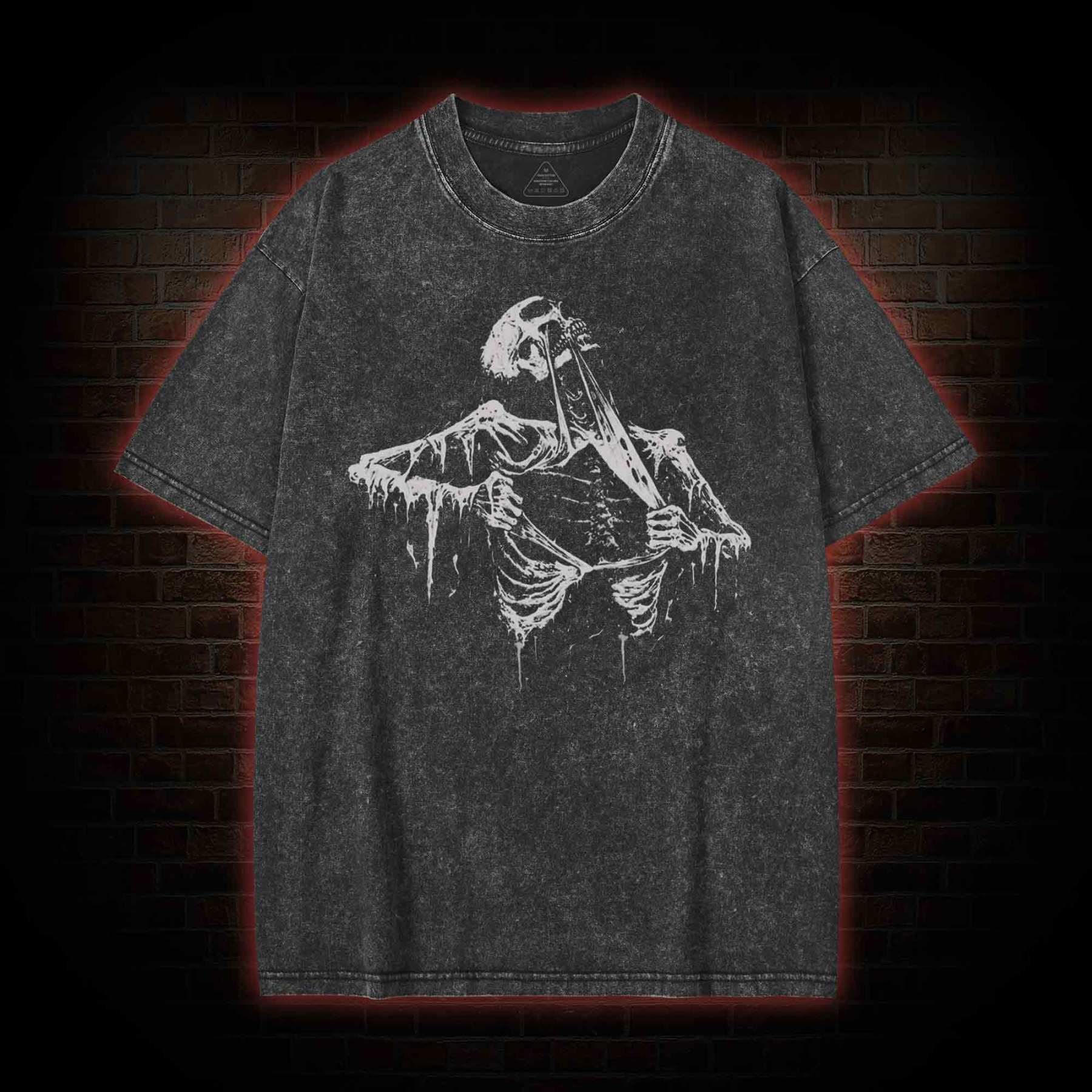 Skeleton Ripping Rib Cage Washed T-shirt