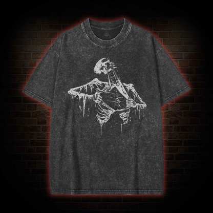 Skeleton Ripping Rib Cage Washed T-shirt