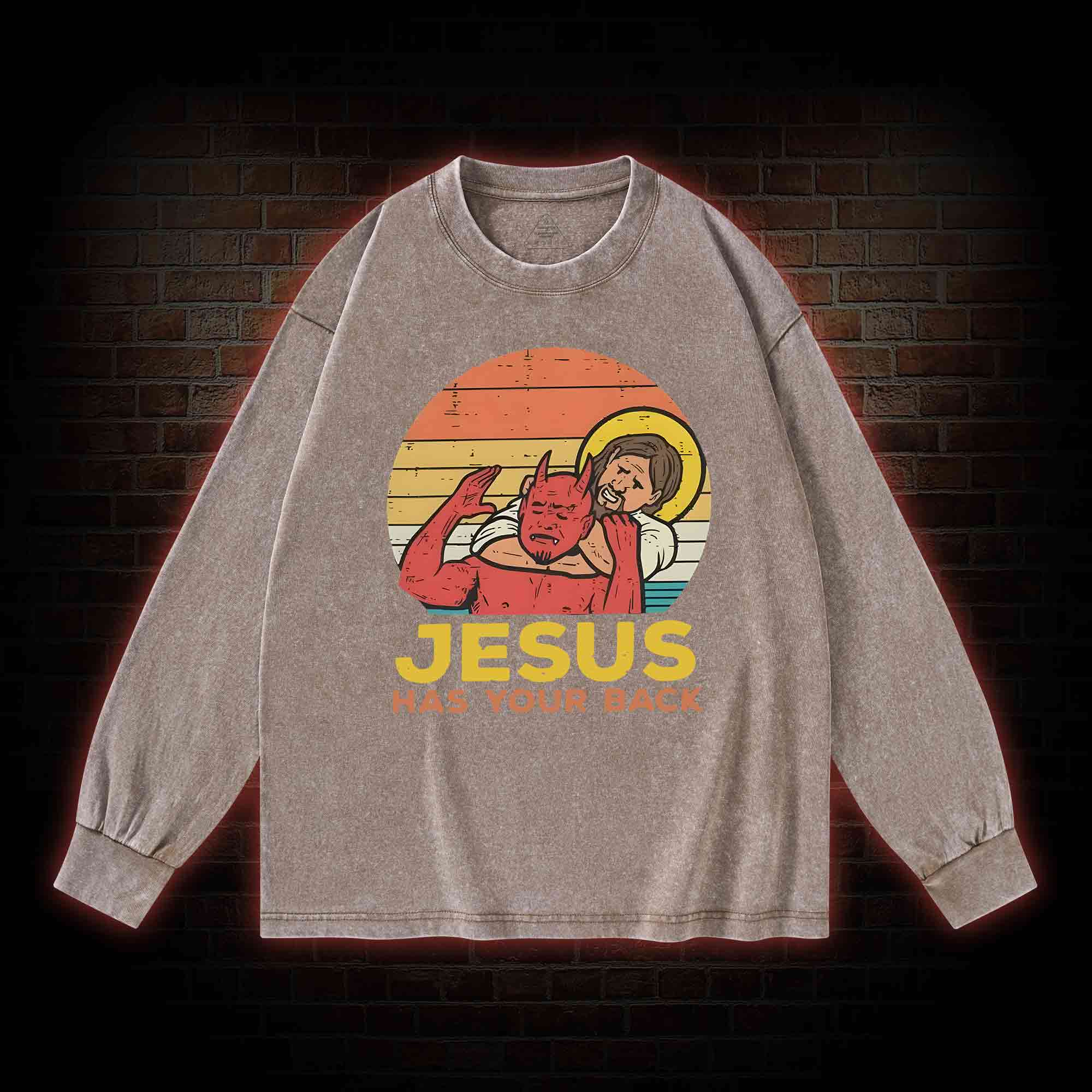 Jesus Has Your Back Washed Long-Sleeve T-shirt