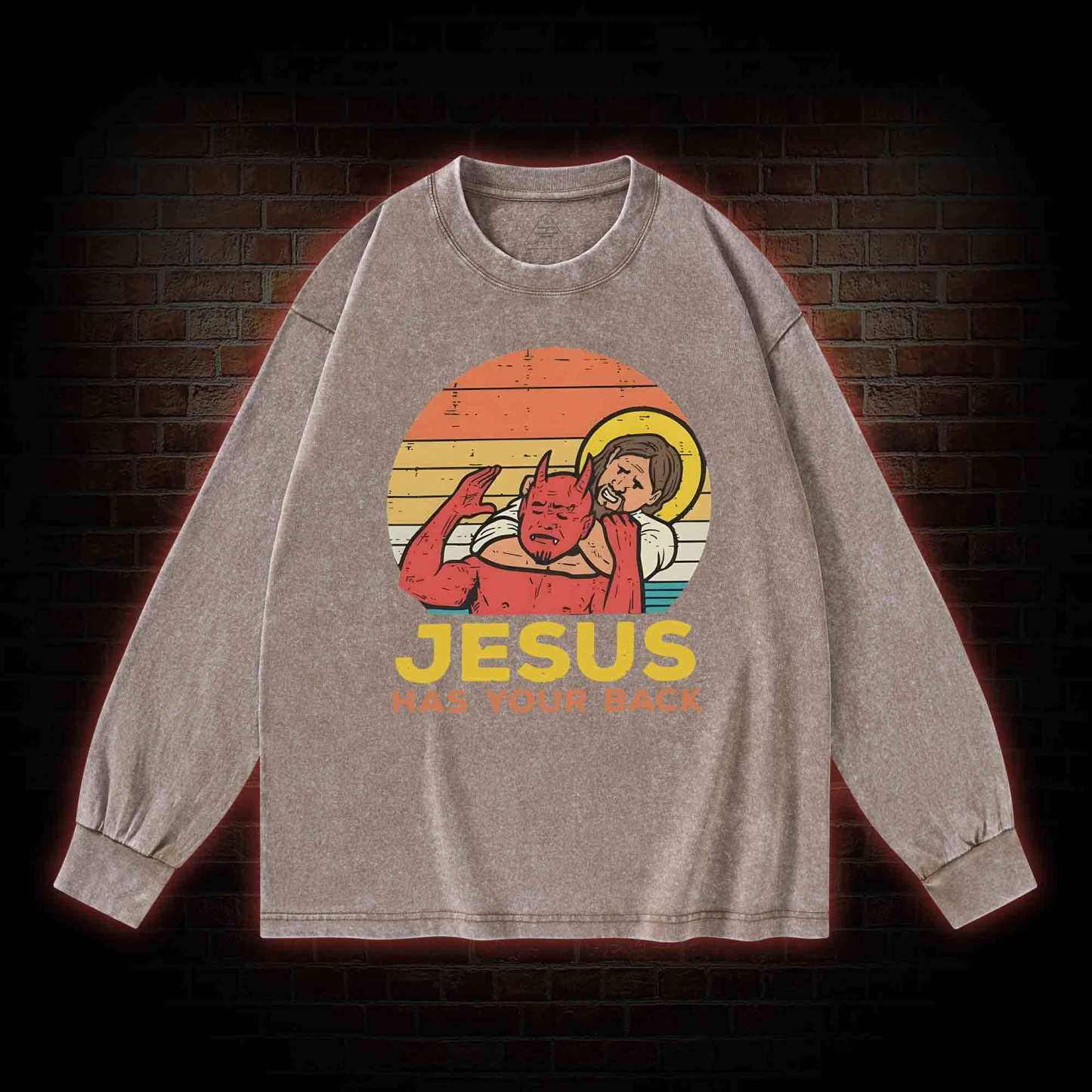 Jesus Has Your Back Washed Long-Sleeve T-shirt