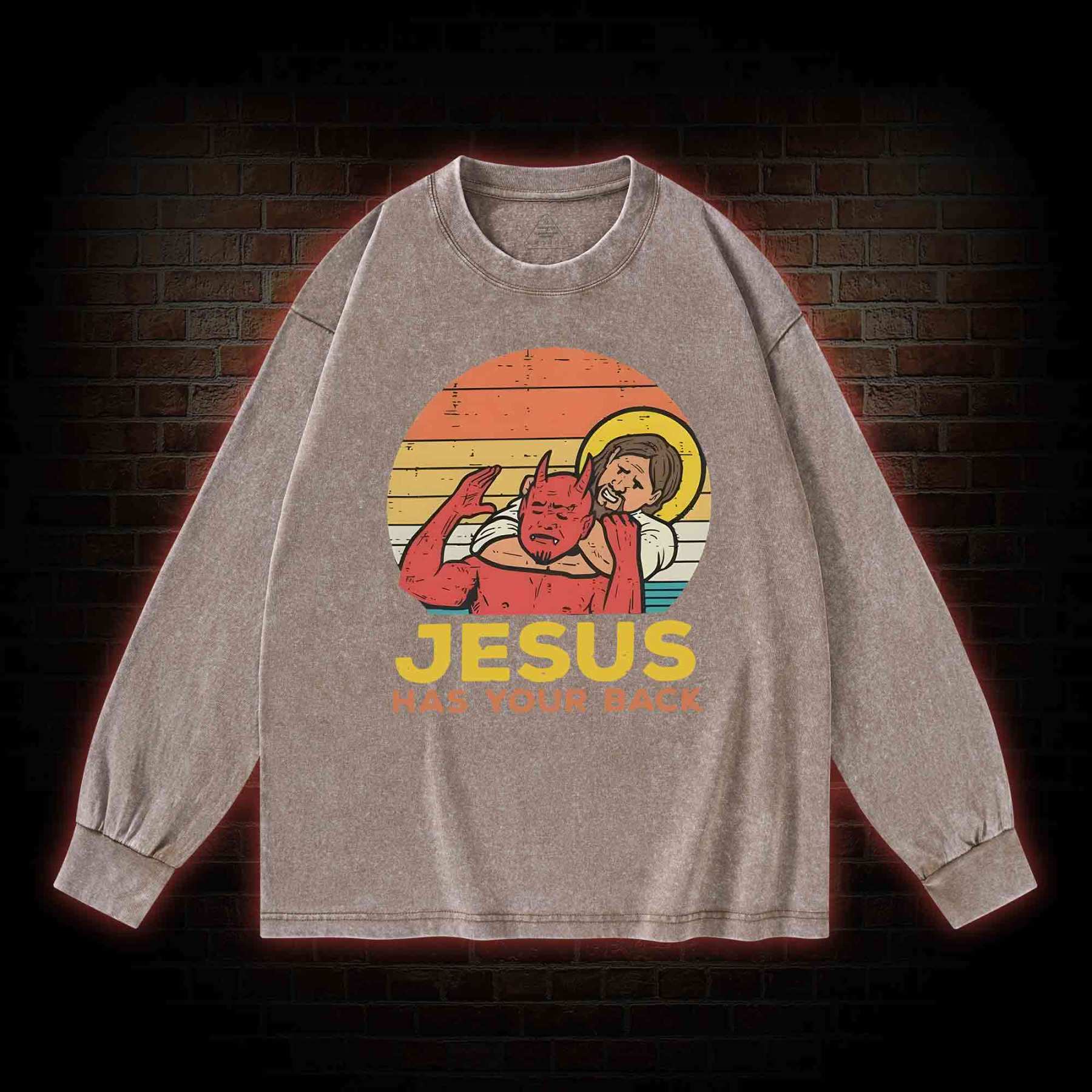 Jesus Has Your Back Washed Long-Sleeve T-shirt