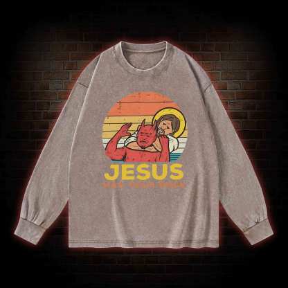 Jesus Has Your Back Washed Long-Sleeve T-shirt