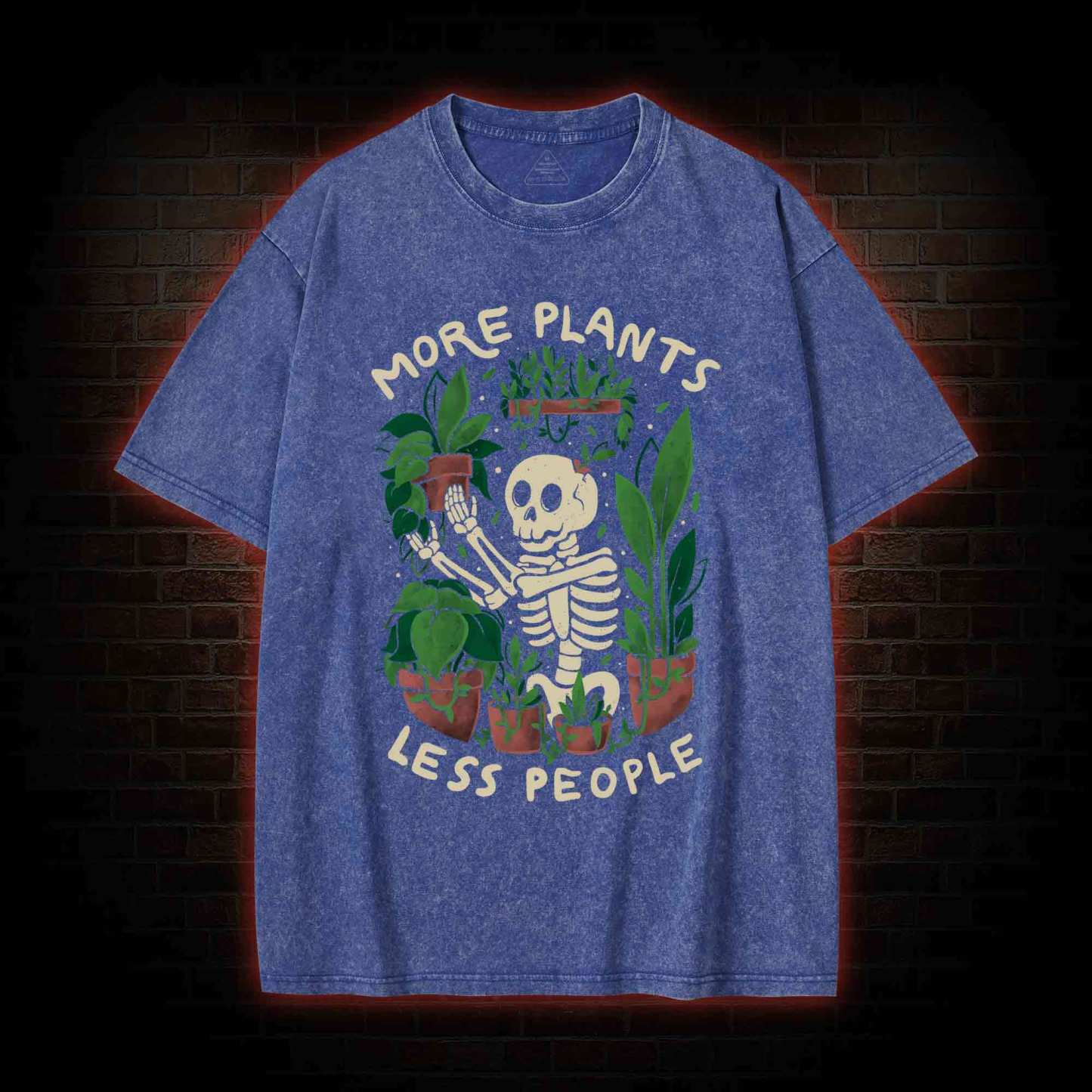 More Plants Less People Washed T-shirt