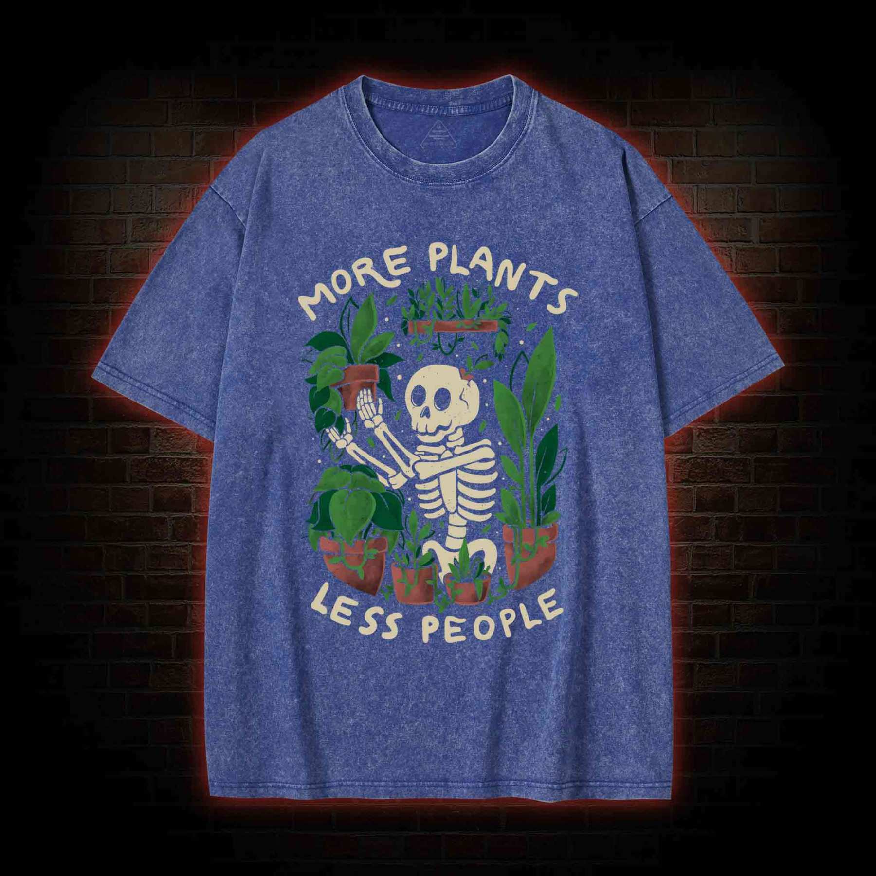 More Plants Less People Washed T-shirt