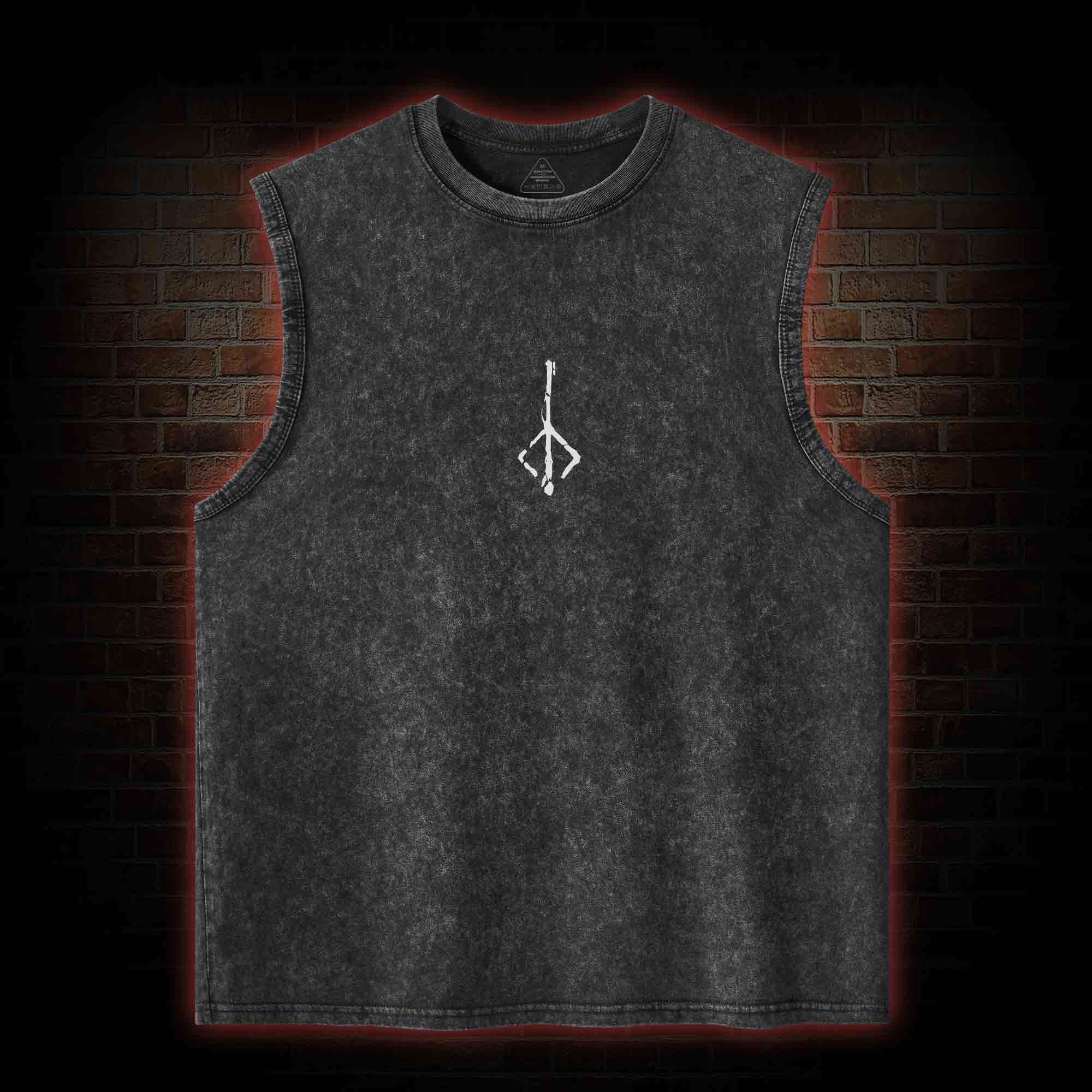 Hello Good Hunter Back Print Washed Tank Top