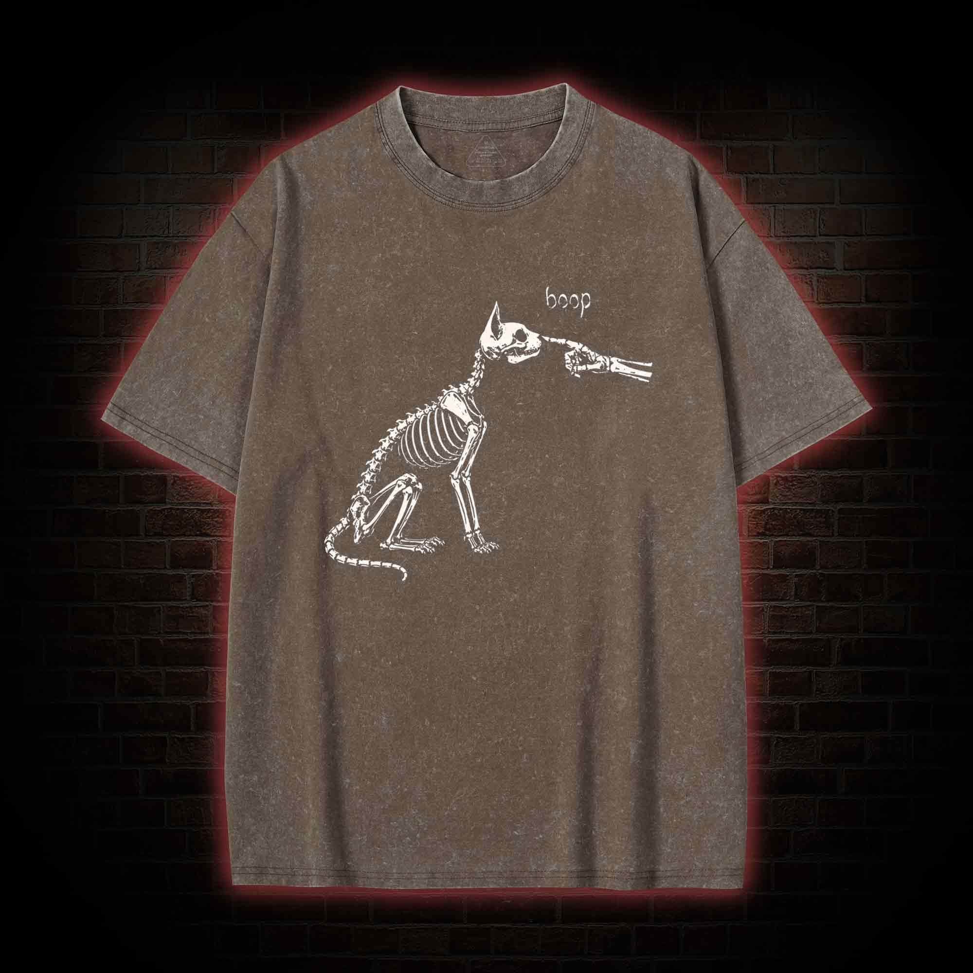 Skeleto Cat Boop Washed T-shirt