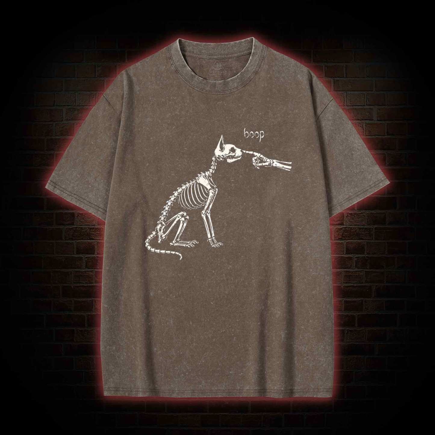Skeleto Cat Boop Washed T-shirt