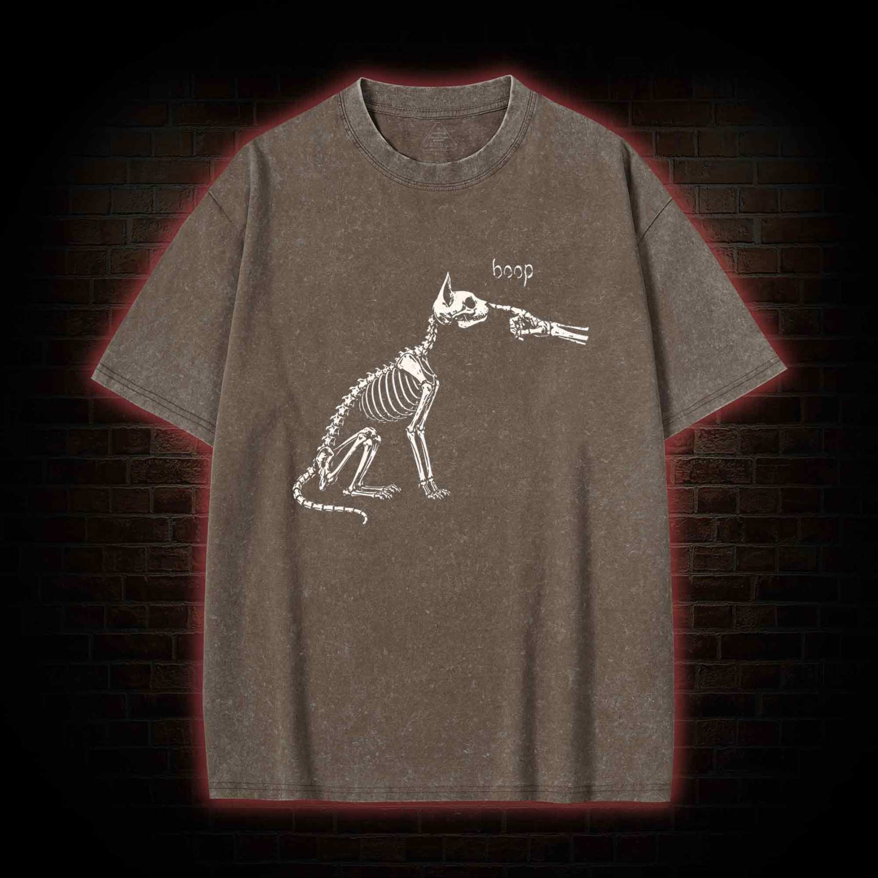 Skeleto Cat Boop Washed T-shirt