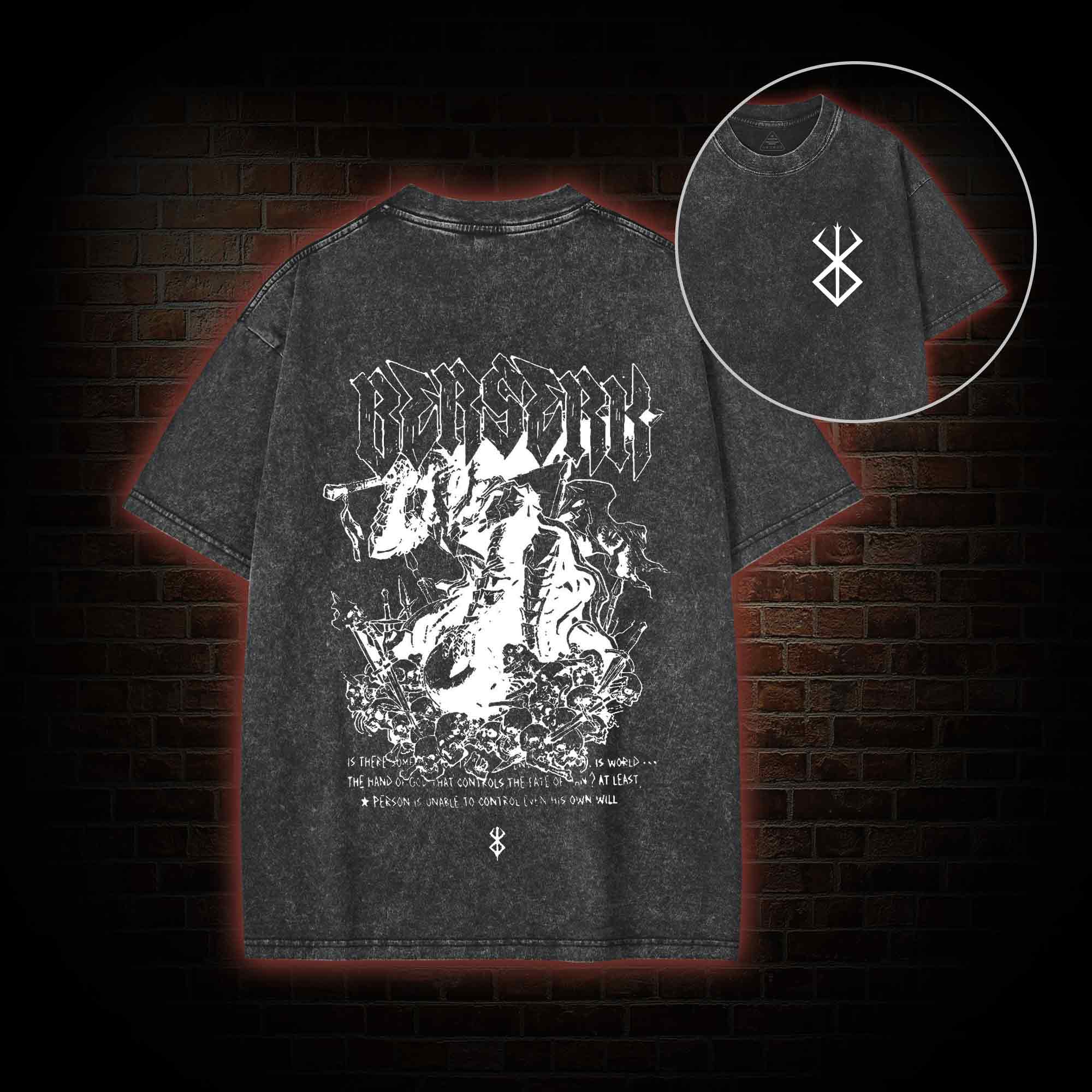 3877 Back Print Washed T-shirt