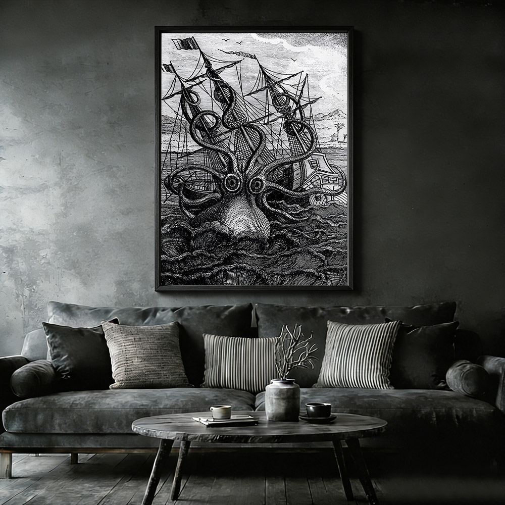 Giant Octopus Framed Canvas Print