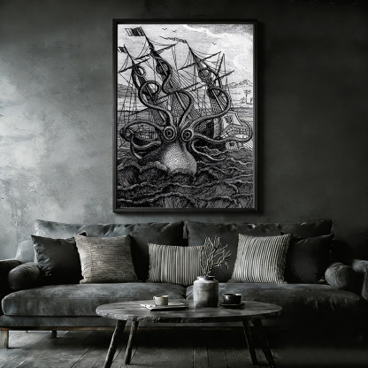 Giant Octopus Framed Canvas Print