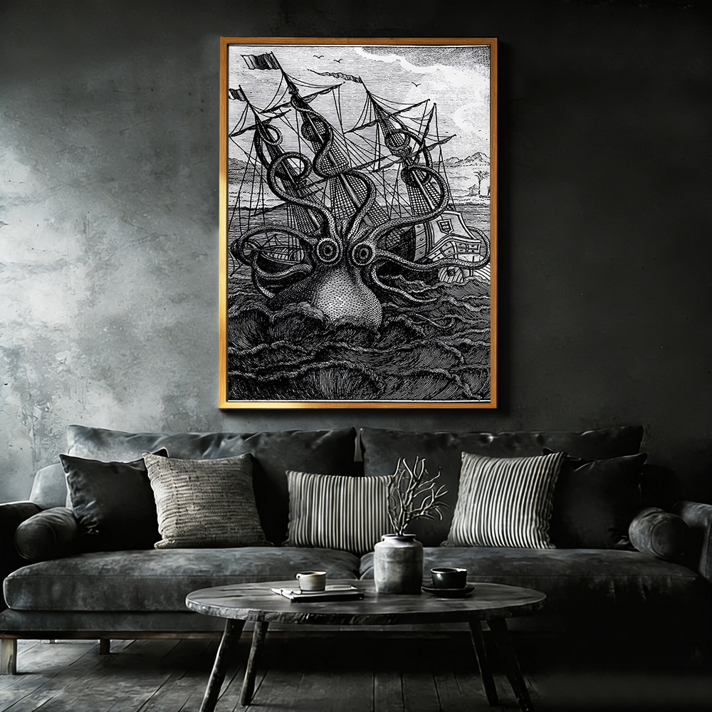 Giant Octopus Framed Canvas Print